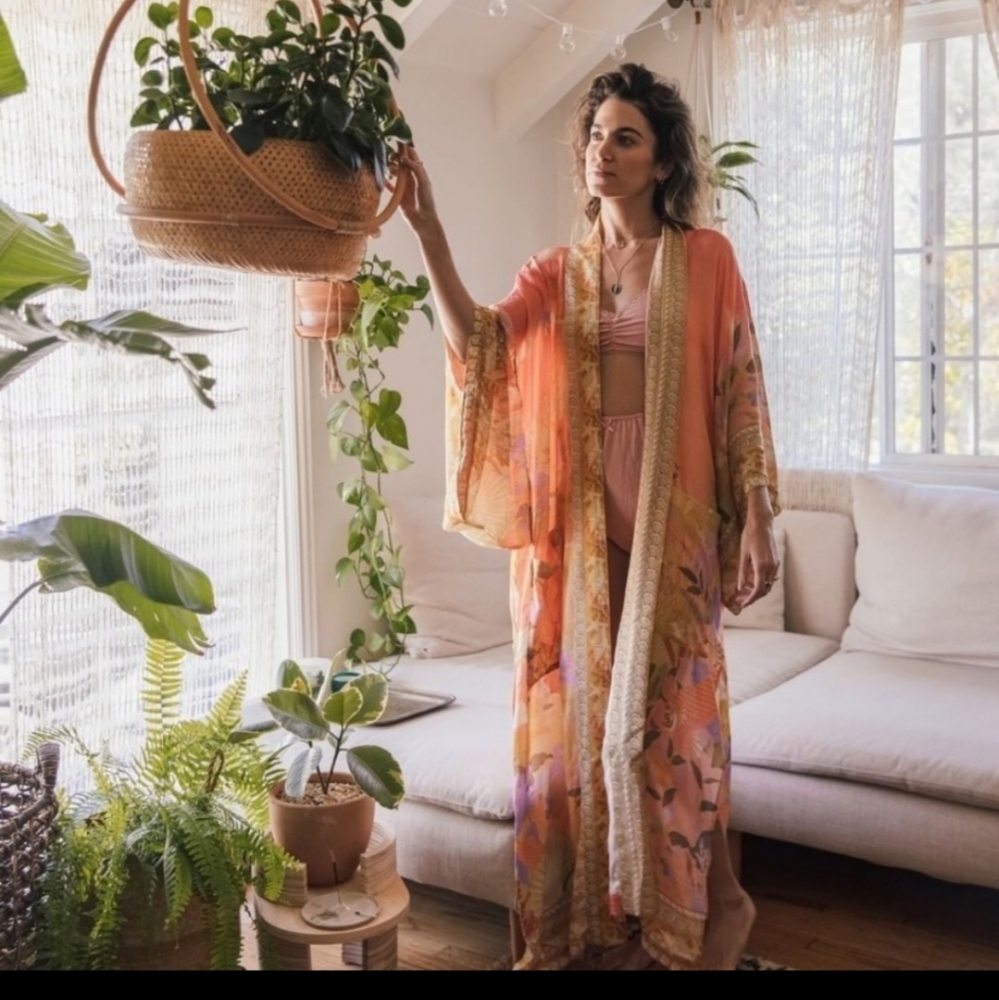 Mermaid Dreams Boho Kimono Duster Robe Coverup - Picture 6 of 8
